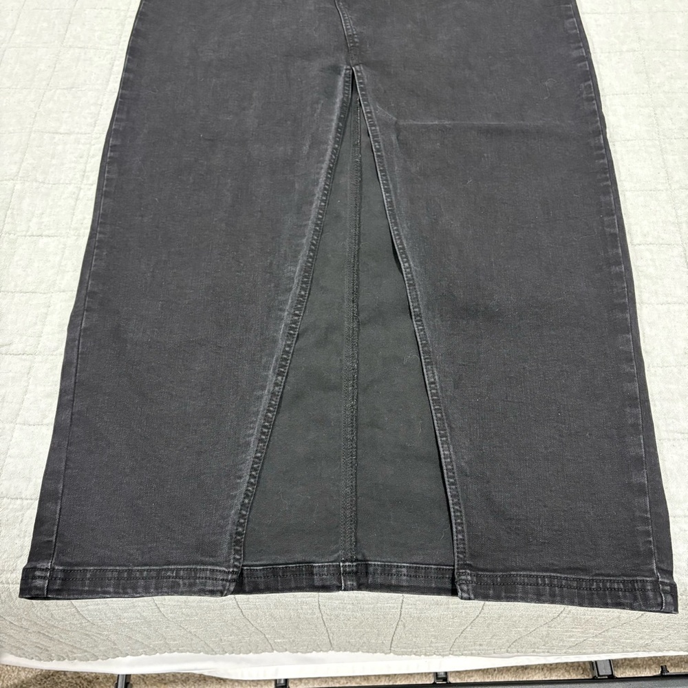 Princess Polly Eco Black Batkins Denim Maxi Skirt Size 8 - Picture 2 of 8